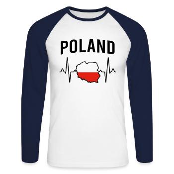 Polen poland Herzschlag - Unisex Baseballshirt langarm - Weiß/Navy - Vorne - Nik (191cm)