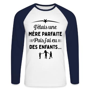 Cadeau Fête des Mères Personnalisé Maman - T-shirt baseball manches longues Homme - blanc/marine - Devant - Nik (191cm)
