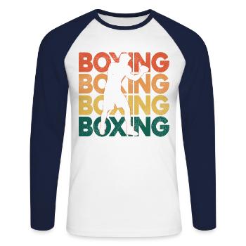 Boxing Retro Vintage Boxing - Unisex Long Sleeve Baseball T-Shirt - white/navy - Front - Nik (191cm)