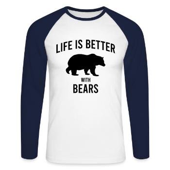 Bär Spruch - Unisex Baseballshirt langarm - Weiß/Navy - Vorne - Nik (191cm)