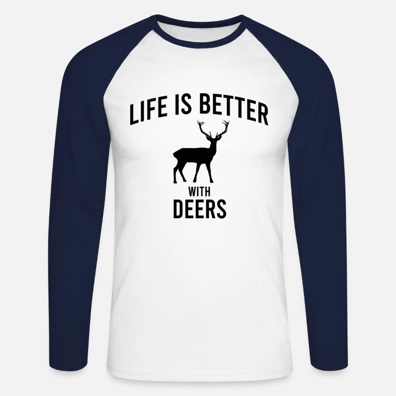 Hirsch Elch Spruch - Unisex Baseballshirt langarm - Weiß/Navy