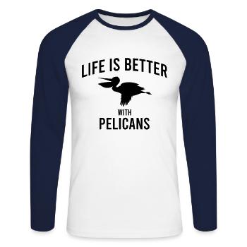 Dicton Pelikan - T-shirt baseball manches longues Homme - blanc/marine - Devant - Nik (191cm)