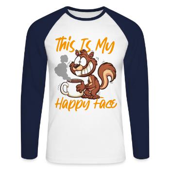 Squirrel Acorn This Is My Happy - Unisex Baseballshirt langarm - Weiß/Navy - Vorne - Nik (191cm)