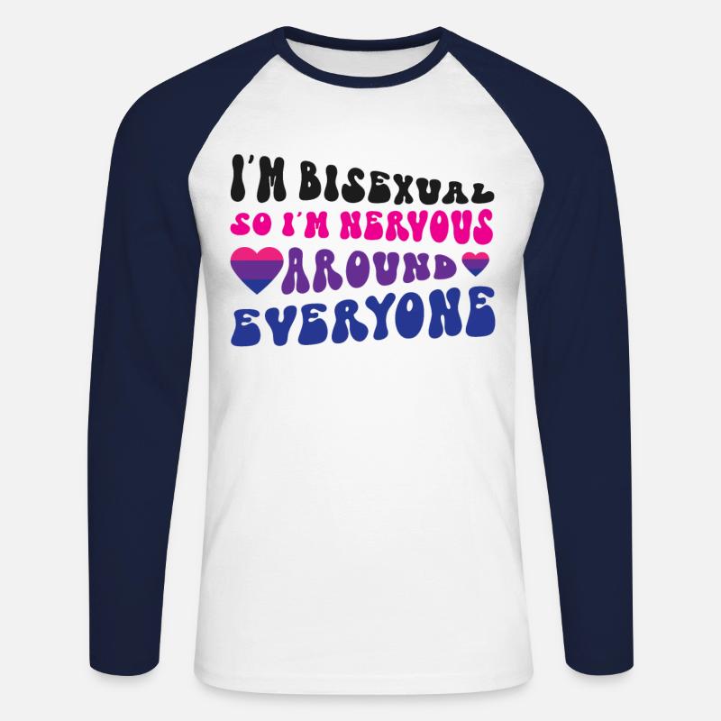 Bisexual Bi Pride Flag I'M - Unisex Baseballshirt langarm - Weiß/Navy