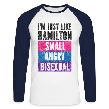 Bisexual Bi Pride Flag I'M Just - Unisex Baseballshirt langarm - Weiß/Navy - Vorne - Nik (191cm)