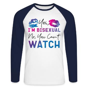 Bisexual Bi Pride Flag Yes, I'M - Unisex Baseballshirt langarm - Weiß/Navy - Vorne - Nik (191cm)