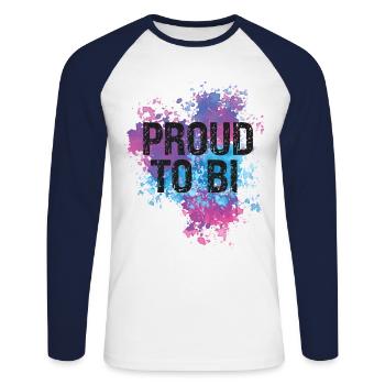 Bisexuel Bi Pride Flag Aquarelle - T-shirt baseball manches longues Homme - blanc/marine - Devant - Nik (191cm)