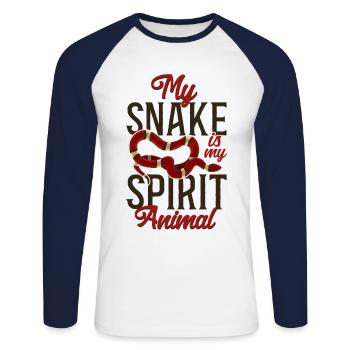 Serpent Serpent Mon Serpent Est Mon Serpent - T-shirt baseball manches longues Homme - blanc/marine - Devant - Nik (191cm)