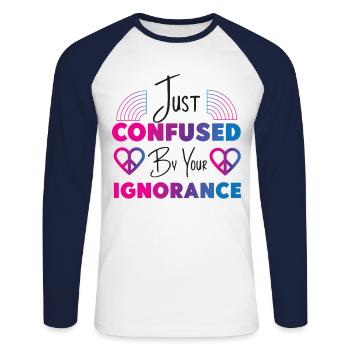 Bisexual Bi Pride Flag Just - Unisex Baseballshirt langarm - Weiß/Navy - Vorne - Nik (191cm)