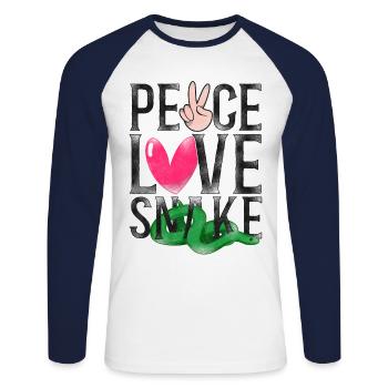 Serpent Serpent Fille Vintage Paix - T-shirt baseball manches longues Homme - blanc/marine - Devant - Nik (191cm)