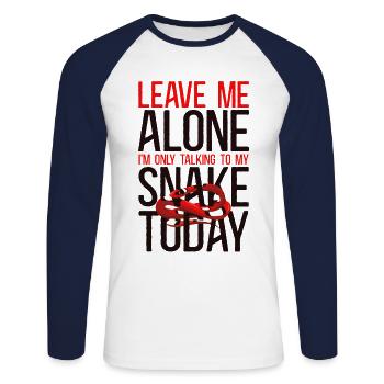 Snake Serpent Leave Me Alone I'M - Unisex Long Sleeve Baseball T-Shirt - white/navy - Front - Nik (191cm)