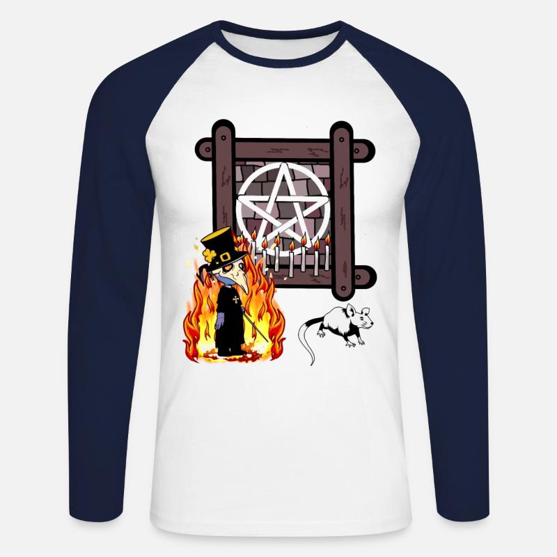 Occulto Spirituale Satana Rituale Mago Magia Oscura - Maglia da baseball a manica lunga da uomo - bianco/navy