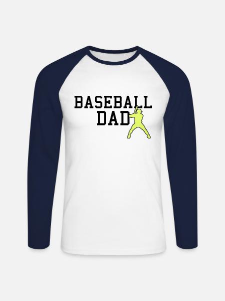 baseball dad - Unisex Long Sleeve Baseball T-Shirt - white/navy