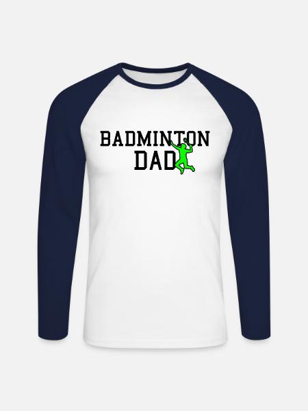 badminton dad - Unisex Long Sleeve Baseball T-Shirt - white/navy