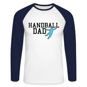 handball dad - Unisex Long Sleeve Baseball T-Shirt - white/navy - Front - Nik (191cm)