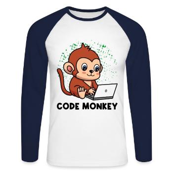 Code Monkey Programming Coder Computer Geek Develo - Unisex Baseballshirt langarm - Weiß/Navy - Vorne - Nik (191cm)