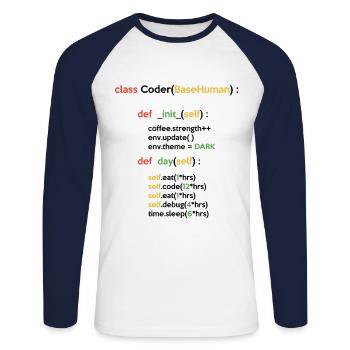 Class Coder Base Human Programming Coder Computer - Unisex Baseballshirt langarm - Weiß/Navy - Vorne - Nik (191cm)