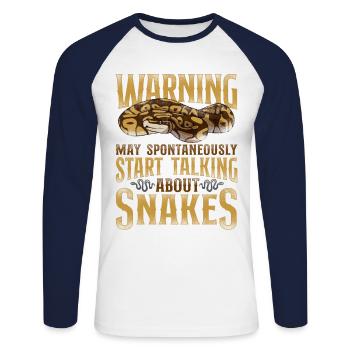 Snake Serpent Vintage Warning May - Unisex Baseballshirt langarm - Weiß/Navy - Vorne - Nik (191cm)