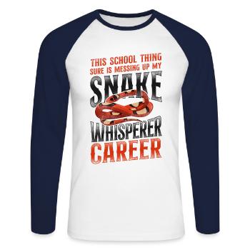 Snake Serpent Vintage This School - Unisex Long Sleeve Baseball T-Shirt - white/navy - Front - Nik (191cm)