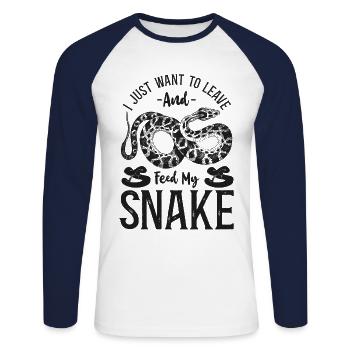 Snake Serpent Vintage I Just Want - Unisex Baseballshirt langarm - Weiß/Navy - Vorne - Nik (191cm)