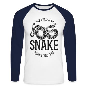 Snake Serpent Vintage Be The - Unisex Long Sleeve Baseball T-Shirt - white/navy - Front - Nik (191cm)