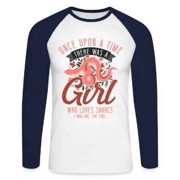 Serpent Serpent Fille Fleur Floral - T-shirt baseball manches longues Homme - blanc/marine - Devant - Nik (191cm)