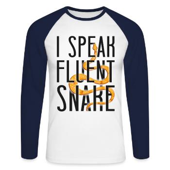 Snake Serpent I Speak Fluent Snake - Unisex Baseballshirt langarm - Weiß/Navy - Vorne - Nik (191cm)