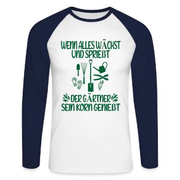 Gärtner Spruch Garten Humor Gartenarbeit Geschenk - Unisex Baseballshirt langarm - Weiß/Navy - Vorne - Nik (191cm)