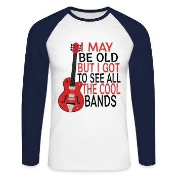 Musique rock Grand-père Grand-père disant humour idée cadeau - T-shirt baseball manches longues Homme - blanc/marine - Devant - Nik (191cm)