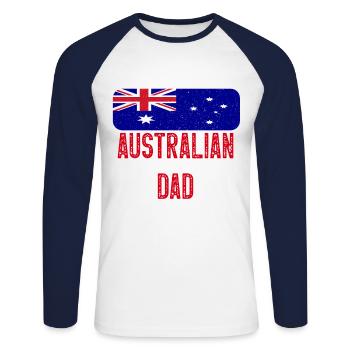 I Have Two Titles Australian and Dad Australia - Unisex Long Sleeve Baseball T-Shirt - white/navy - Front - Nik (191cm)