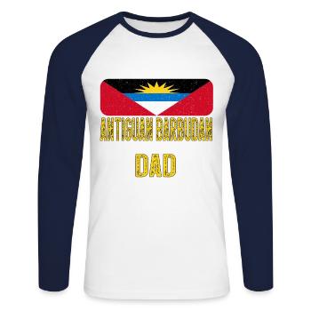 I Have Two Titles Antiguan Barbudian and Dad - Unisex Long Sleeve Baseball T-Shirt - white/navy - Front - Nik (191cm)