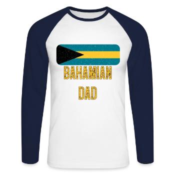 I Have Two Titles Bahamian and Dad Bahamas - Unisex Long Sleeve Baseball T-Shirt - white/navy - Front - Nik (191cm)