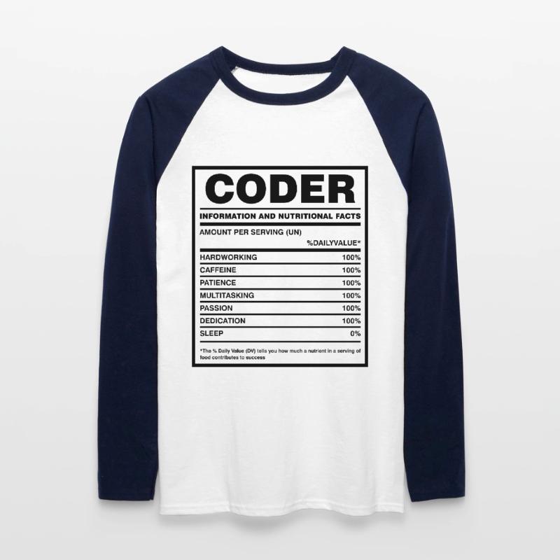 Coder Nutritional Facts Coder Programmer Computer Unisex Baseballshirt langarm