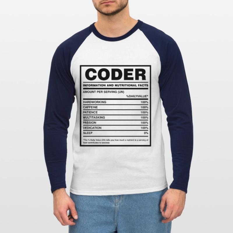 Coder Nutritional Facts Coder Programmer Computer Unisex Baseballshirt langarm