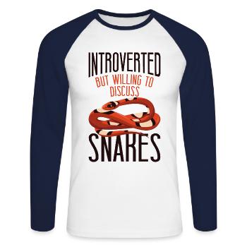 Snake Serpent Introverted But - Unisex Long Sleeve Baseball T-Shirt - white/navy - Front - Nik (191cm)