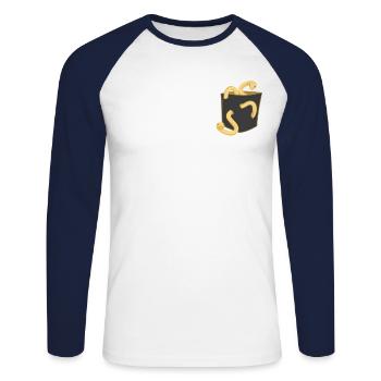 Snake Serpent Pocket - Unisex Long Sleeve Baseball T-Shirt - white/navy - Front - Nik (191cm)