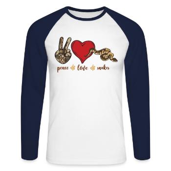 Serpent Serpent Paix Amour Serpents - T-shirt baseball manches longues Homme - blanc/marine - Devant - Nik (191cm)