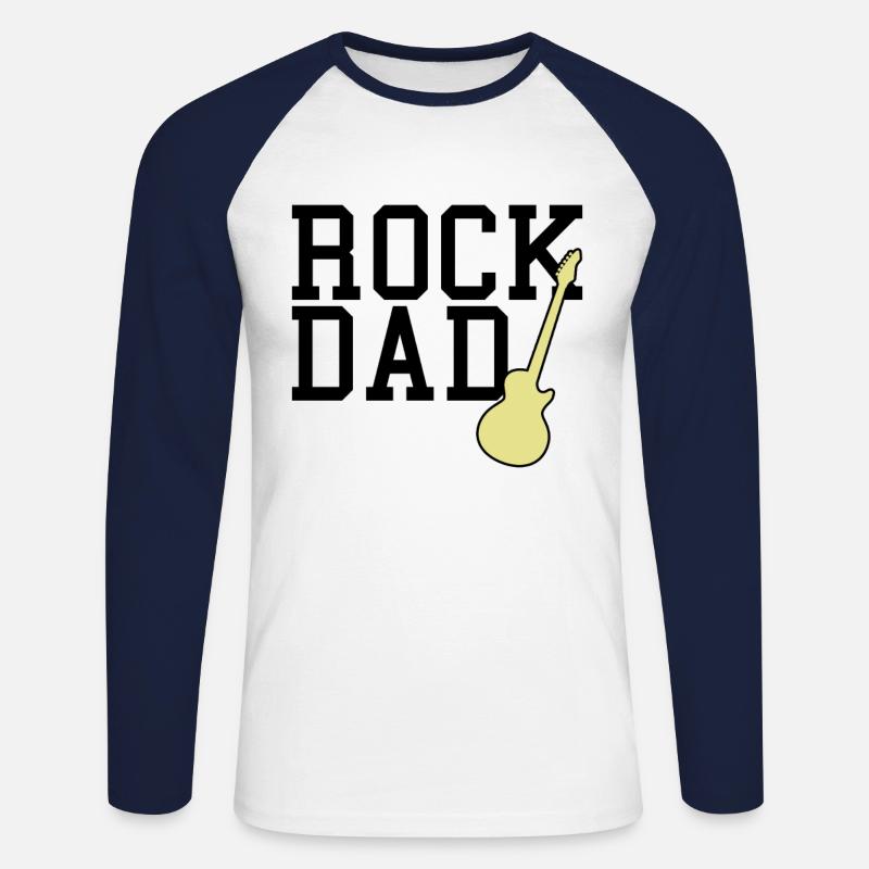 rock dad - Unisex Baseballshirt langarm - Weiß/Navy