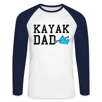 Kayak dad - Unisex Long Sleeve Baseball T-Shirt - white/navy - Front - Nik (191cm)