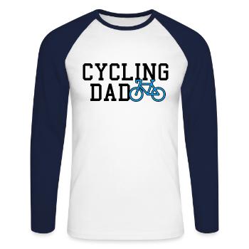 cycling dad - Unisex Baseballshirt langarm - Weiß/Navy - Vorne - Nik (191cm)