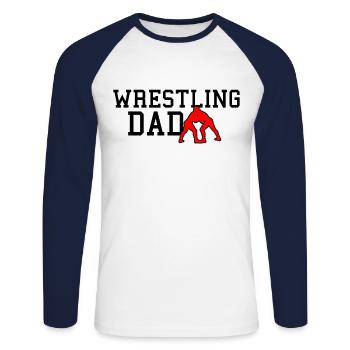 wrestling dad - Unisex Long Sleeve Baseball T-Shirt - white/navy - Front - Nik (191cm)