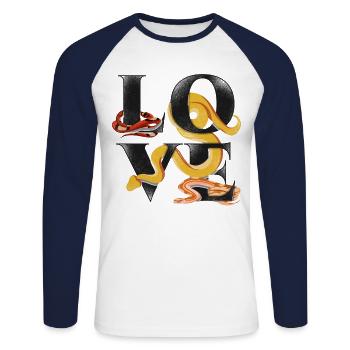 Snake Serpent Vintage Love - Unisex Long Sleeve Baseball T-Shirt - white/navy - Front - Nik (191cm)