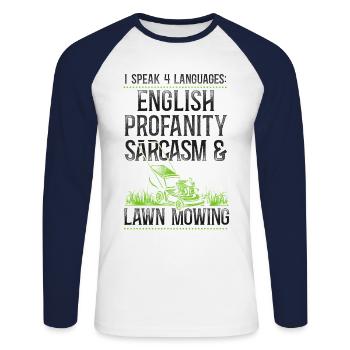 Lawn Mower Mowing Dad Father - Unisex Baseballshirt langarm - Weiß/Navy - Vorne - Nik (191cm)