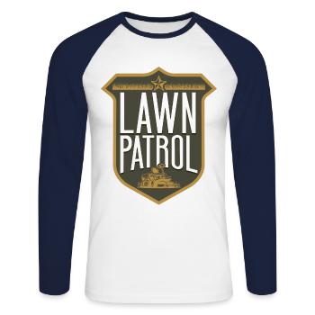 Lawn Mower Mowing Dad Father - Unisex Baseballshirt langarm - Weiß/Navy - Vorne - Nik (191cm)