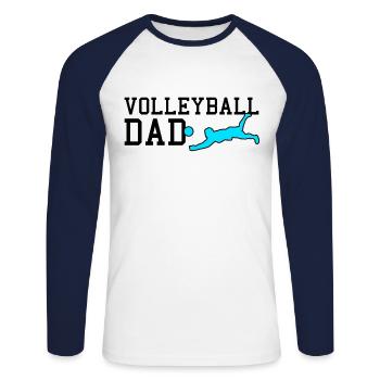 volley-ball papa - T-shirt baseball manches longues Homme - blanc/marine - Devant - Nik (191cm)