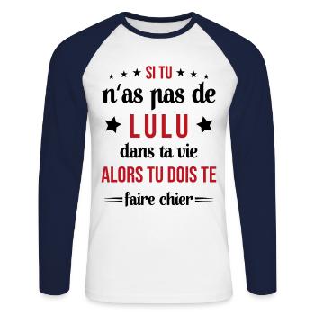 Si Tu N'as Pas De Lulu Dans Ta Vie Cadeau - T-shirt baseball manches longues Homme - blanc/marine - Devant - Nik (191cm)
