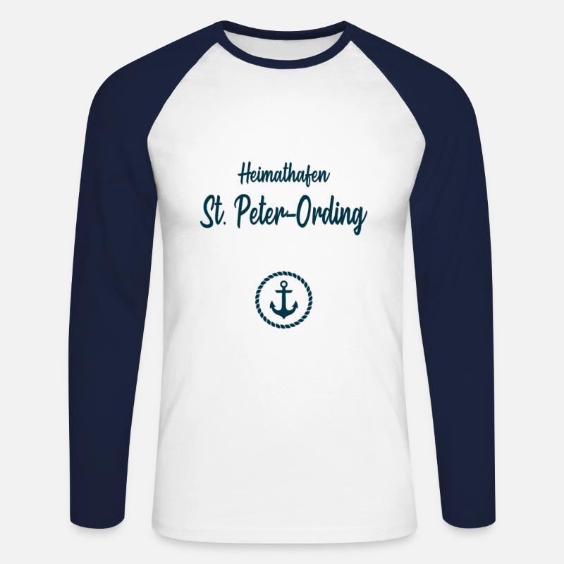 Heimathafen St. Peter Ording - Unisex Baseballshirt langarm - Weiß/Navy