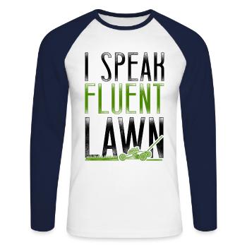 Lawn Mower Mowing Dad Father - Unisex Baseballshirt langarm - Weiß/Navy - Vorne - Nik (191cm)