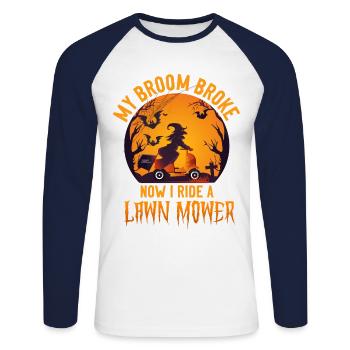 Lawn Mower Mowing Dad Father - Unisex Baseballshirt langarm - Weiß/Navy - Vorne - Nik (191cm)