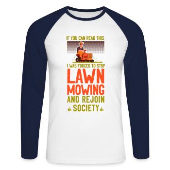 Lawn Mower Mowing Dad Father - Unisex Long Sleeve Baseball T-Shirt - white/navy - Front - Nik (191cm)